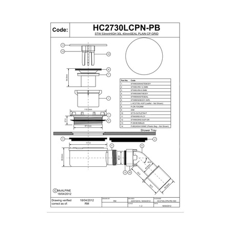 Syfon brodzikowy "niski" wys.60mm z odejściem 40/50mm czyszczony od góry ,pokrywa ABS CHROM 113mm