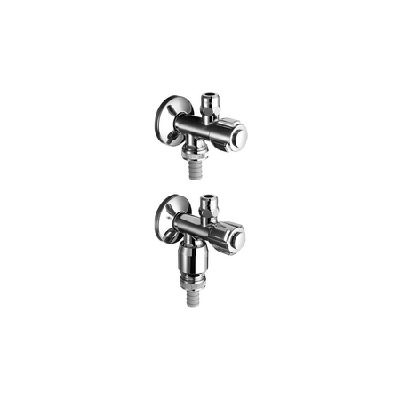 Dwuwrzecionowy zawór kątowy Comfort 1/2'' chrom z AZZ