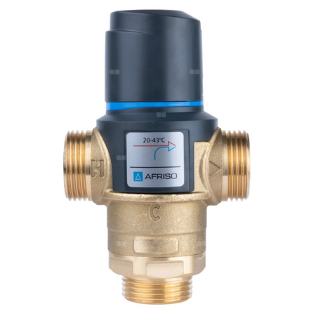 Zawór regulacyjny termostatyczny do wody ciepłej AFRISO ATM 761 mosiądz GZ 1'', DN 20, zakres temp. 20-43'C, Kvs 3.2 m3/h, maksymalna temperatura 90'C, maksymane ciśnienie 10 bar