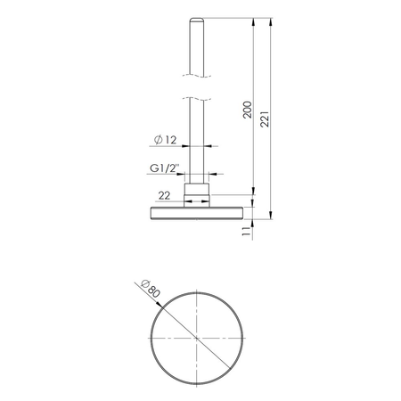 Termometr bimetaliczny AFRISO BiTh fi 80 mm 0…120'C tuleja 200 mm połączenie ax