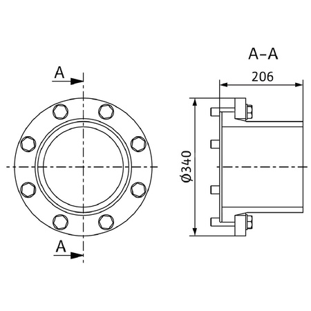 Króciec kołnierzowy tworzywo sztuczne dł.350mm szer.350mm DN 200/PE-HD 225x13 WILO