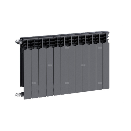 Grzejnik żeberkowy KFA Armatura G600F/12 aluminium, podłączenie boczne 672 x 966 mm, kolor grafit