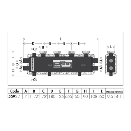 SEPCOLL 2+1 Rozdzielacz ze sprzęgłem hydraulicznym do instalacji grzewczych, 125 mm