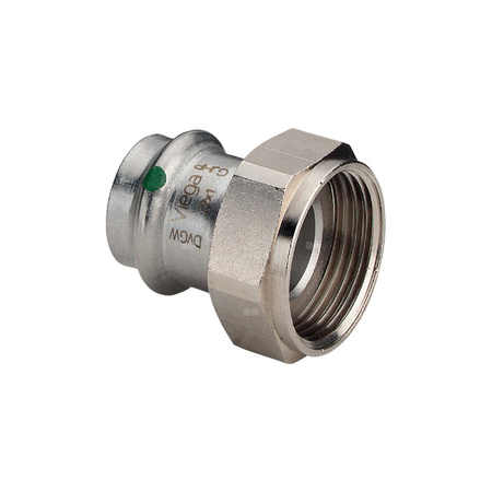 Złącze przyłączeniowe Sanpress VIEGA 2363 dwuczęściowy, stal nierdzewna / stal nierdzewna, 15 mm x 3/4'' (zw x gw) z uszczelką