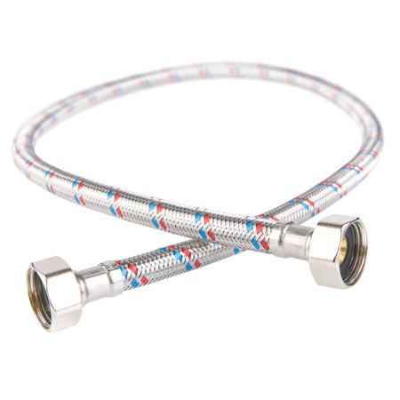 Wąż przyłączeniowy elastyczny FERRO z oplotem (stal), GW x GW, 1/2'' x 1/2'', długość 100 mm, z uszczelką