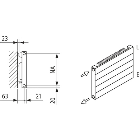 Grzejnik płytowy typ 11 KERMI HHN, z osłonami wym. 350 x 3800 mm, kolor biały, moc 2269 W