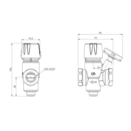 Zawór równoważący do cyrkulacji c.w.u. AFRISO ATB 110 mosiądz DN 20