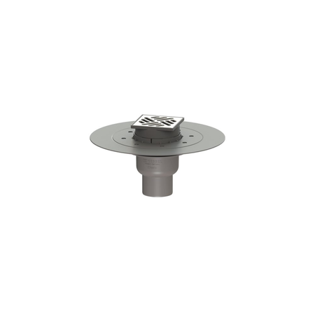 Wpust KESSEL Classic z 1 przyłączem DN 70, odpływ pionowy (zdejmowany), kratka 100x100mm stal nierdzewna