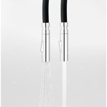 Bateria zlewozmywakowa stojąca FERRO LIBRETTO, kolor chrom, czarna elastyczna wylewka