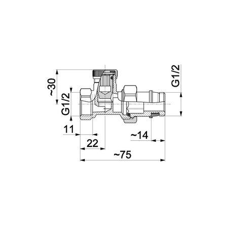 Zawór odcinający KFA Armatura Prosty mosiądz 1/2'' GW x GZ