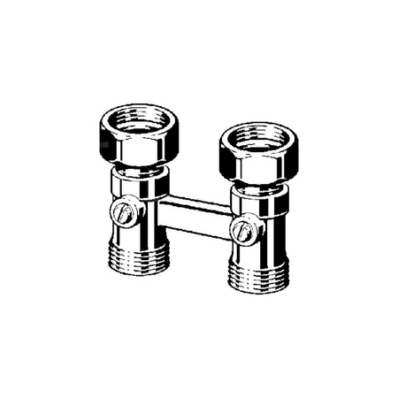 Moduł przyłączeniowy prosty VIEGA 10965 mosiądz (niklowanie) 3/4'' zewnętrzne x 3/4'' Eurokonus, rozstaw 50 mm do grzejników