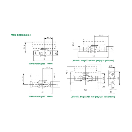 Ciepłomierz UH50 qp 6,0 m3/h, czujniki Jumo Pt500 5,2x45 mm L = 3,0 m, osłony L = 63 mm, śrubunek 1" - powrót
