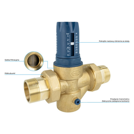 Regulator ciśnienia wody AFRISO BPR 426 mosiądz, półśrubunek 2'', 25 bar