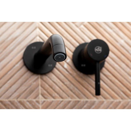 Bateria umywalkowa ścienna KFA Armatura MOZA, czarny, montaż podtynkowa