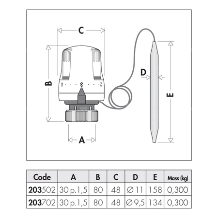 Głowica termostatyczna z czujnikiem przylgowym 20÷50 st. C