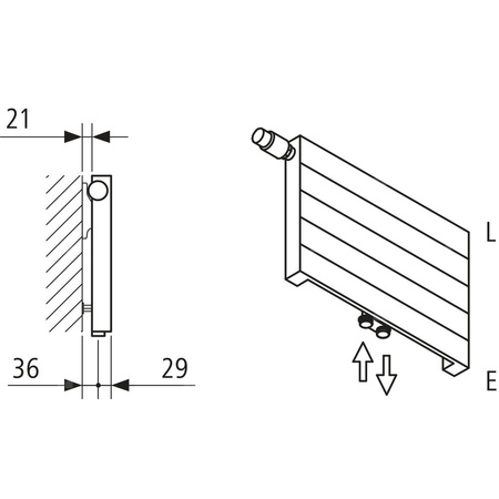 Grzejnik płytowy typ 10 KERMI V-HHV wym. 280 x 2400 mm, kolor biały, moc 773 W