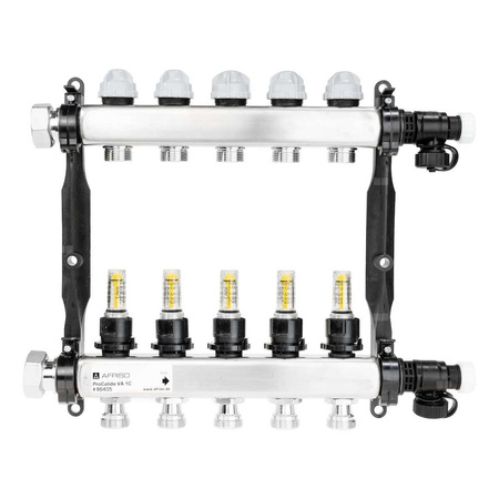 Rozdzielacz do ogrzewania podłogowego AFRISO ProCalida VA 1C 5-obieg. stal nierdzewna GZ 1'' x euroconus 3/4''