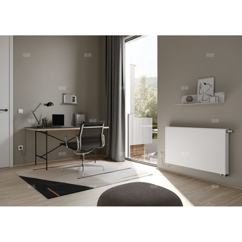 Kermi®x-flair® Plan-V typ 33 605x1005 biały,10 bar, zaworowy prawy, z osłonami