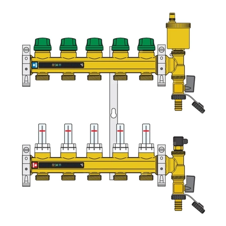 DYNAMICAL  - Zespół rozdzielaczy 1" x 4 wyjścia, 3/4" M