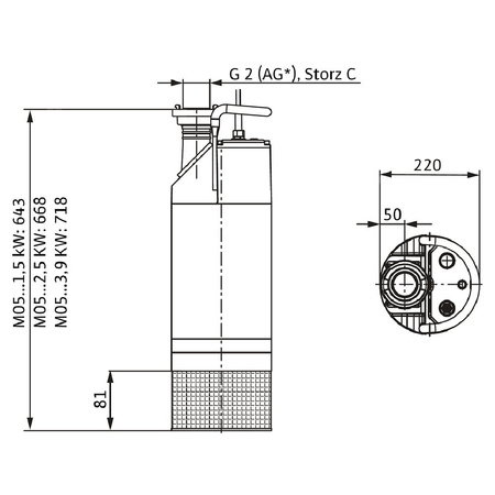 Pompa zanurzeniowa do ścieków WILO Padus PRO M05/T025-540/A aluminium 3 x 400 V, moc 3.05 W 50 Hz