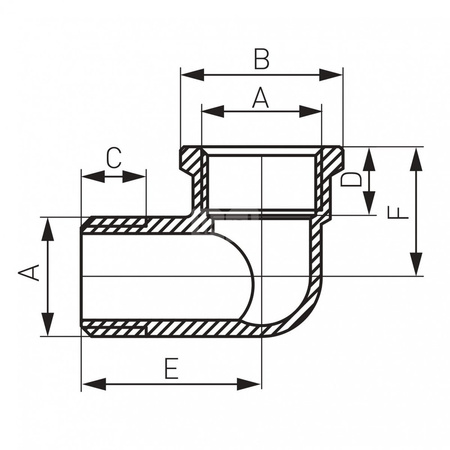 Kolano 90' FERRO, mosiądz (chrom), 3/4'' (GW x GZ)