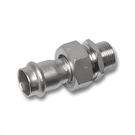 Śrubunek SANHA NiroSan Press z uszczelką trzyczęściowy, stal nierdzewna, 54 mm x 2'' (zw x GZ)