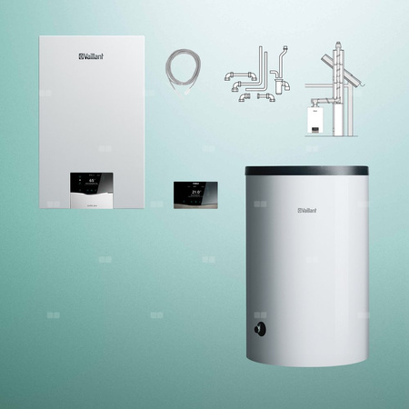 Pakiet - Kocioł gazowy jednofunkcyjny VAILLANT ecoTEC plus VC 15CS/1-5 kondensacyjny wiszący 2.8 - 16.4 kW + RegulatorsensoCOMFORT 720 + Zestaw powietrzno-spalinowy szachtowy + Zasobnik c.w.uVIH R 200/6 B