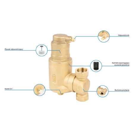 Separator mikropęcherzy AFRISO FAR 302, do C.O., do klimatyzacji, 10 bar / 110'C, 1'' (GW)Instalacje i źródła ciepła