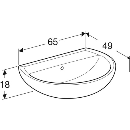 Umywalka Koło Rekord: 65x49cm, Otwór na baterię=Bez, Przelew=Widoczny, Biały
