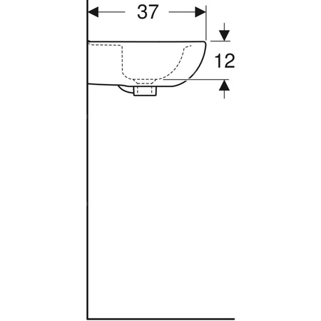 Umywalka mała Koło Rekord z asymetrycznym przelewem: 45x37cm, Otwór na baterię=Na środku, Przelew=Widoczny, Biały
