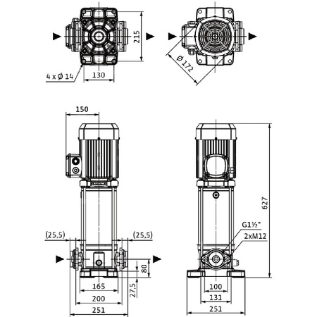 Wilo-Medana CV1-L.1006-1/E/E/160 pionowa wysokociśnieniowa pompa wirowa