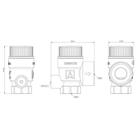 Zawór przelewowy AFRISO MS z wyjściem na manometr mosiądz 2,5 bar GW 1/2'' x 3/4''