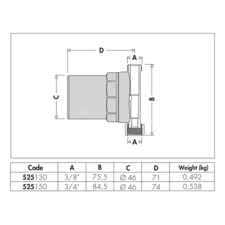 Tłumik uderzeń hydraulicznych CALEFFI ANTISHOCK GW/GZ 3/4''