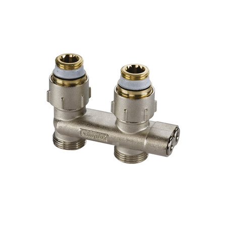 Moduł przyłączeniowy prosty FLAMCO MEIBES mosiądz (niklowanie) 1/2'' GZ x 3/4'' Eurokonus, rozstaw 50 mm do grzejników