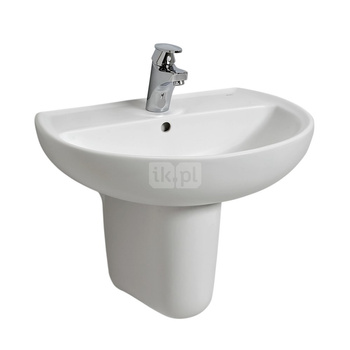 Umywalka Koło Rekord: 60x45.5cm, Otwór na baterię=Na środku, Przelew=Widoczny, Biały