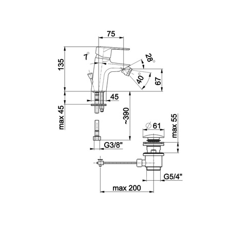 Bateria bidetowa KFA Armatura GERMAN, kolor chrom