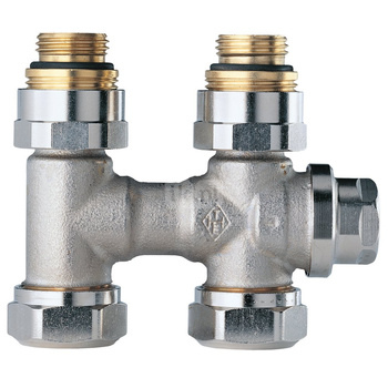 Vekolux Rp1/2 - Zestaw przyłączeniowy do grzejników dolnozasilanych z wkładką zaworową z funkcją odcięcia i opróżniania, prosty