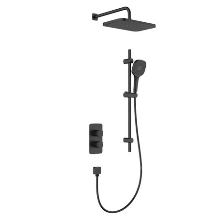 Zestaw natryskowy Malaga, termostatyczny, podtynkowy z drążkiem przesuwnym, black