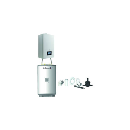 Pakiet - Kocioł gazowy jednofunkcyjny DE DIETRICH Virtuens Smart 15 kondensacyjny wiszący 2.6 - 16.3 kW + Zestaw powietrzno-spalinowy szachtowyBazowy PP/Alu fi 60/100 na fi 80 + Zasobnik c.w.uAQUAvie125