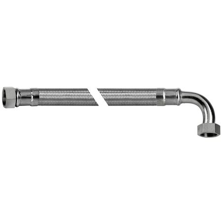 Wąż elastyczny przyłączeniowy QIK stal nierdzewna, 1/2'' x 8 mm x 1/2'', dł. 300 mm, GW x GW (przyłącze kątowe) z oplotem