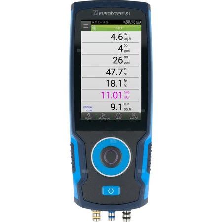 Sensor O2, CO/H2, pomiar ciągu kominowego, pomiar ciśnienia, analizator spalin AFRISO EUROLYZER S1 pro, bez drukarki, z walizką