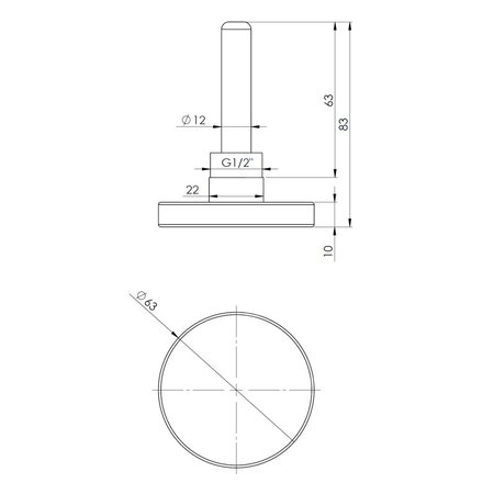 Termometr bimetaliczny AFRISO BiTh fi 63 mm -20…60'C tuleja 63 mm połączenie ax