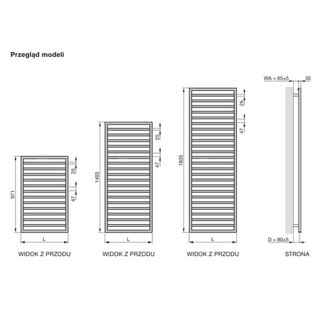Grzejnik elektryczny ZEHNDER Quaro 1865 x 450 mm, kolor chrom, moc 600 W