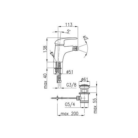 Bateria bidetowa KFA Armatura ALBIT, kolor chrom