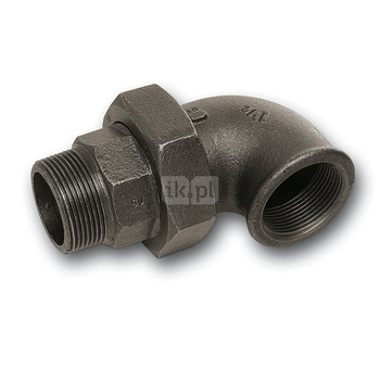 Śrubunek 45' SANHA 98# trzyczęściowy, żeliwo (czarny), 1 1/4'' (GW x GZ)