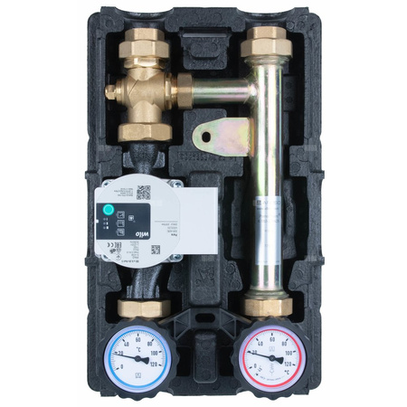 Grupa pompowa AFRISO PrimoTherm K 180-3 DN 25 GW 1'' x 1'', z zaworem mieszającym, z zaworem termostatycznym, z izolacją, z pompą obiegową Wilo Para SC 25/6