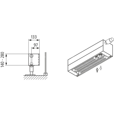 Konwektor Kermi V-Kon S Typ22 BH70x133x800mm QN366, weiß, 6 bar, o. Abd., Vent. re