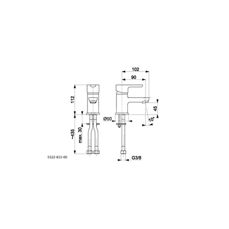 Bateria umywalkowa stojąca KFA Armatura GRANAT, chrom, montaż blat / otwór na baterię