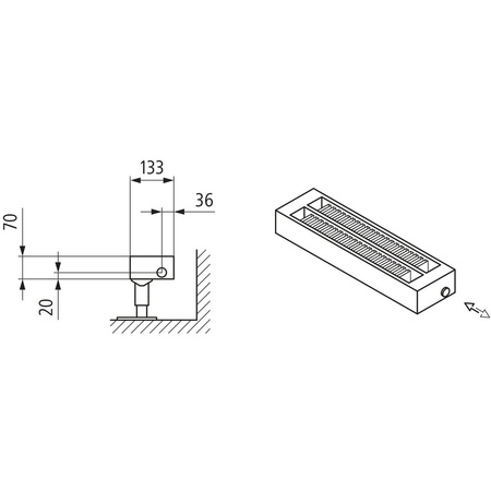 Konwektor Kermi Konvektor Typ32 BH70x133x3600mm QN2135, weiß, 6bar, o. Abd, AB 12