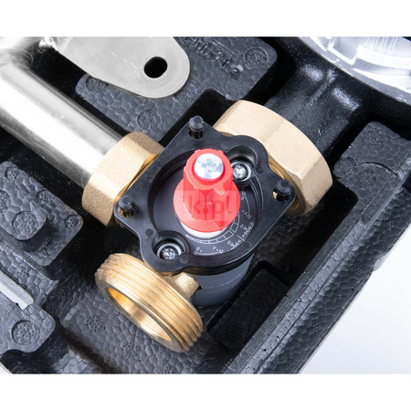 Grupa pompowa AFRISO PrimoTherm K 180-2 DN 25 AP 3-WM-SM GZ x GW 1 1/2'' x 1'', z zaworem mieszającym, z izolacją, z pompą obiegową AFRISO APH 361 25-7/180 mm, z siłownikiem arm 343 proclick